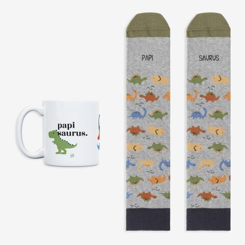 Kit Taza + Calcetines "Papisaurus" talla 42-46