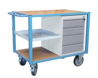 Servante établi équipée demi plateau tôle + 4 tiroirs 500 kg roue TPE
