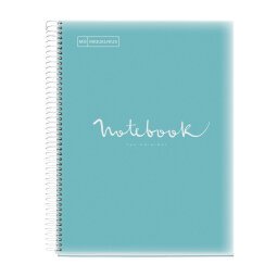 Notebook Emotions, Couverture souple, A4, quadrillage 5x5 mm, 80 feuilles de 1 couleur, Miquelrius, Bleu Ciel.
