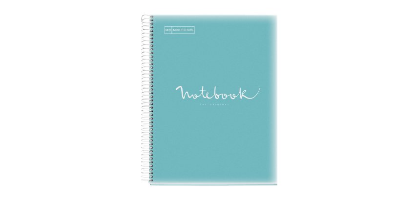 Notebook Emotions, Couverture souple, A4, quadrillage 5x5 mm, 80 feuilles de 1 couleur, Miquelrius, Bleu Ciel.

