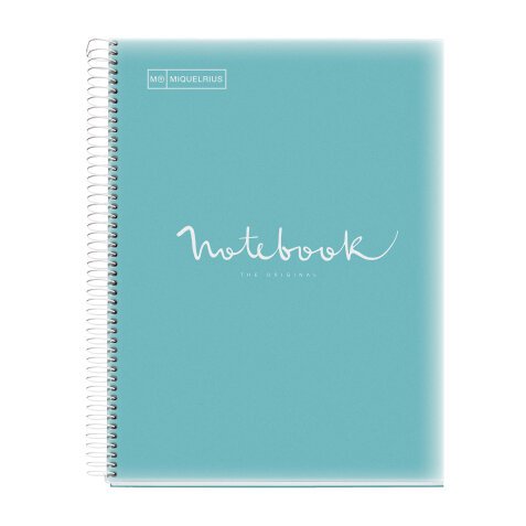 Notebook Emotions, Couverture souple, A4, quadrillage 5x5 mm, 80 feuilles de 1 couleur, Miquelrius, Bleu Ciel.
