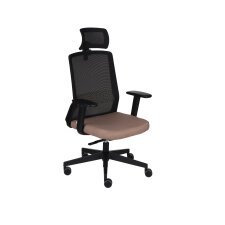 Chaise de bureau ergonomique COCO tissu et maille, avec accoudoirs 3D et appuie-tête, mécanisme synchrone, pieds noirs