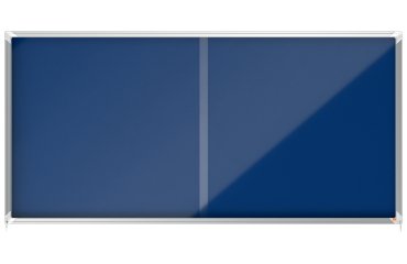 Vitrina NOBO Premium Plus de puerta corredera con fondo de fieltro 27xA4 hojas, azul