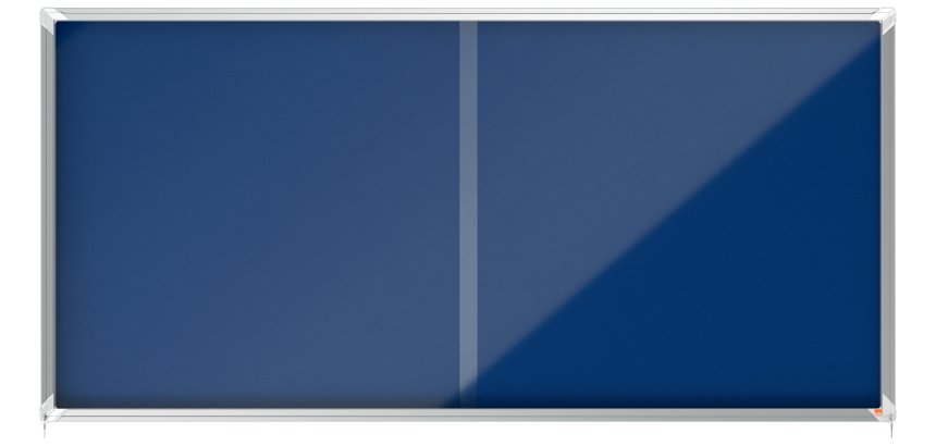 Vitrina NOBO Premium Plus de puerta corredera con fondo de fieltro 27xA4 hojas, azul
