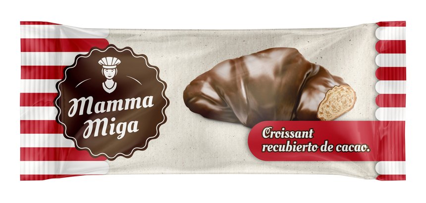 Croissant bañado en chocolate Mamma Miga - Paquete de 15 unidades
