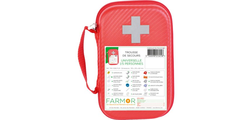 Trousse de secours Universelle 1/5 personne en PU rouge