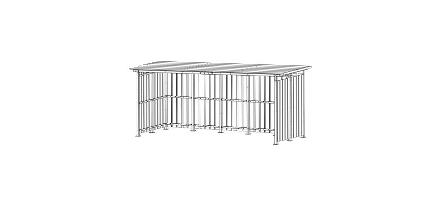 Abri ouvert 2 x 5 m Modèle tôle/bois