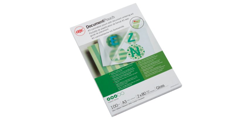 Paquete de 100 fundas de plastificación térmica GBC A3, 2 x 80 micras, brillante