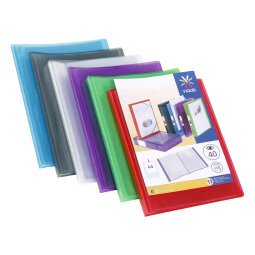 Protège-documents Viquel Propyglass polypropylène translucide personnalisable A4  20 pochettes - 40 vues couleurs assorties