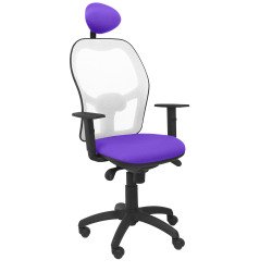 Chaise Jorquera en maille blanche avec appui-tête fixe et assise Bali