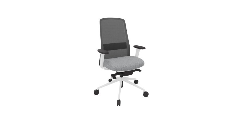 Bureaustoel ROCKIT stof en mesh - Hoge rugleuning - 1D-armleuningen - witte structuur