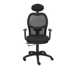 Silla Jorquera malla negra asiento bali negro con traslak y cabecero