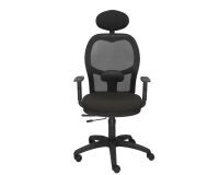 Silla Jorquera malla negra asiento bali negro con traslak y cabecero