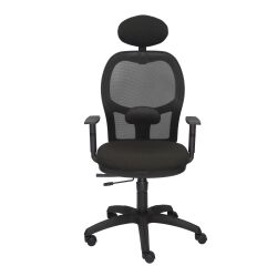 Silla Jorquera malla negra asiento bali negro con traslak y cabecero