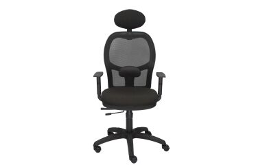 Silla Jorquera malla negra asiento bali negro con traslak y cabecero