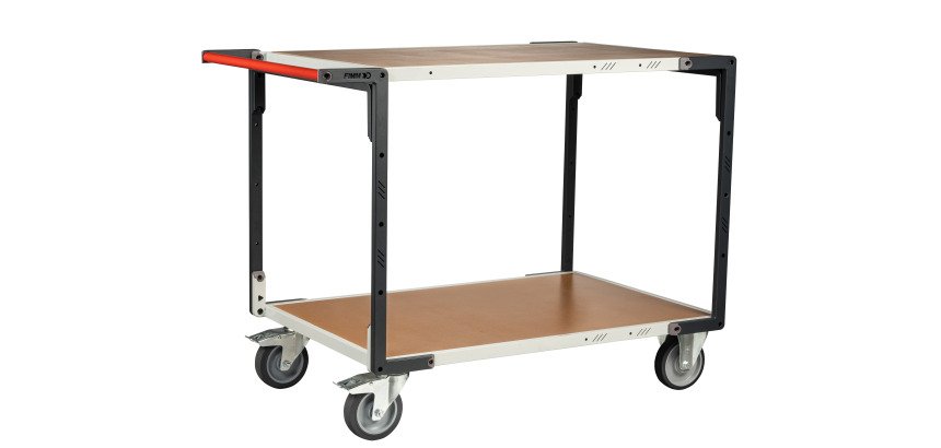 Servante montée 2 plateaux médium 400 kg 1200 x 800 mm roue TPE