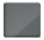 Vitrina NOBO Premium Plus con fondo de fieltro 6xA4, gris