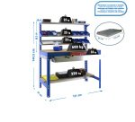 Banco de trabajo Simonwork BT1 con cajón y 3 estantes An 120 cm azul/madera