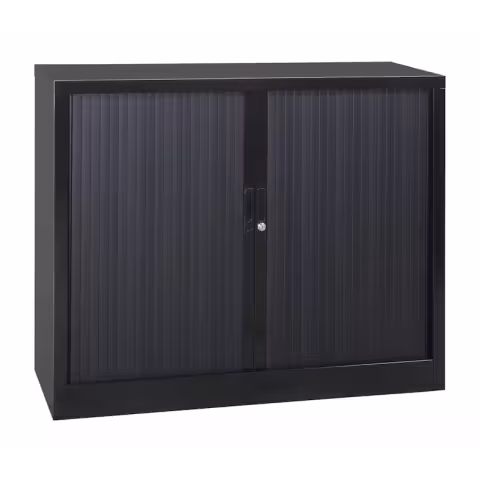 Armario metálico monoblock-montado Bisley EuroTambour Alt 100 cm con persianas - Negro RAL 9005