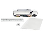 Set de plastificadora GBC Inspire+ A4 blanca + recortadora + cizalla + pack fundas plastificación