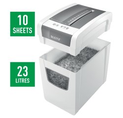 Destructora Leitz IQ Slim Home Office P4, blanco/plata

