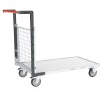Chariot modulaire grillagé 1 dossier plateau bois 1000 x 600 mm 250 kg