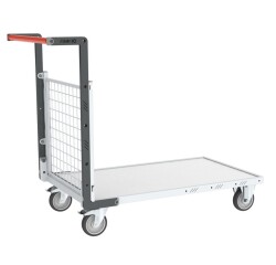 Chariot modulaire grillagé 1 dossier plateau bois 1000 x 600 mm 250 kg