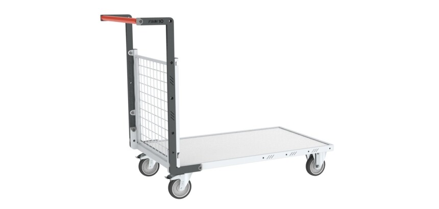 Chariot modulaire grillagé 1 dossier plateau bois 1000 x 600 mm 250 kg