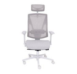 Fauteuil de bureau FUTURA 4S PLUS GRIS, tissu et maille, avec accoudoirs 4D et appui-tête, mécanisme synchrone, pieds gris