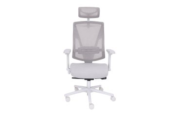 Fauteuil de bureau FUTURA 4S PLUS GRIS, tissu et maille, avec accoudoirs 4D et appui-tête, mécanisme synchrone, pieds gris