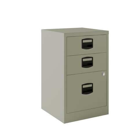 Cajonera monoblock-montada PFA3 Bisley 2 cajones personales, 1 cajón archivo. Fija 40cm - Gris claro - Gris claro RAL 7035