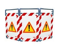 Barrière d'intervention PVC - 3 vantaux - logo ATTENTION DANGER - Rouge