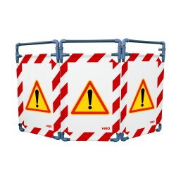 Barrière d'intervention PVC - 3 vantaux - logo ATTENTION DANGER - Rouge