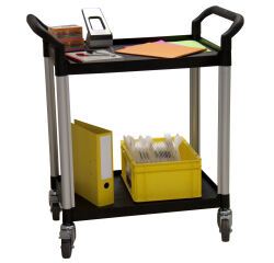 Desserte 2 plateaux plastique 250 kg 680 x 450 mm roue TPE