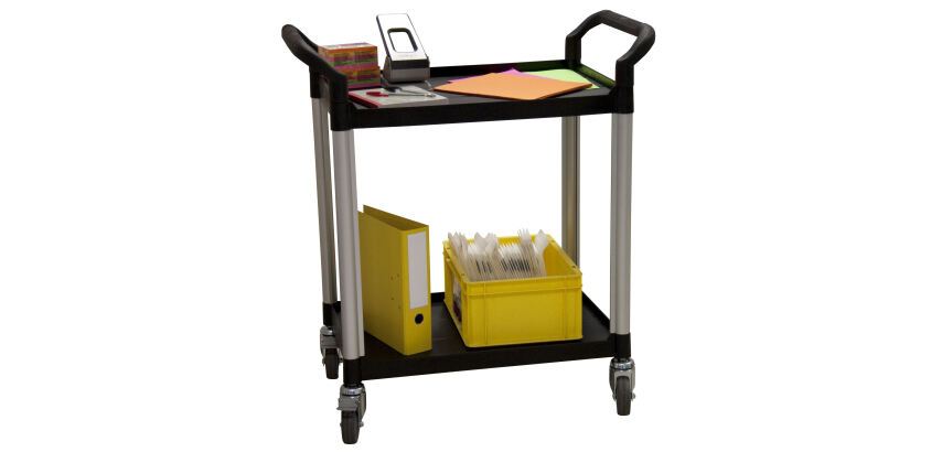 Desserte 2 plateaux plastique 250 kg 680 x 450 mm roue TPE