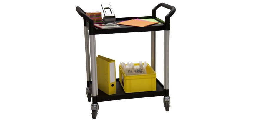 Desserte 2 plateaux plastique 250 kg 680 x 450 mm roue TPE