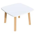 Table basse Woody H.40 x L.60 x P.60 cm plateau blanc piètement bois massif