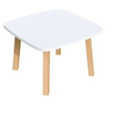 Table basse Woody H.40 x L.60 x P.60 cm plateau blanc piètement bois massif