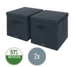 Caja de tela para almacenaje con tapa L, 2 piezas, gris