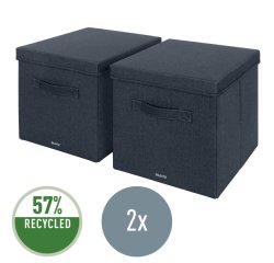 Caja de tela para almacenaje con tapa L, 2 piezas, gris