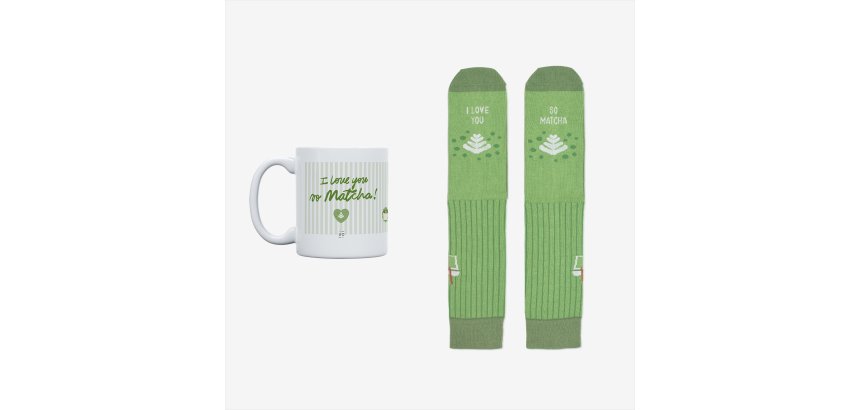 Kit Taza + Calcetines "I love you so matcha" talla 42-46