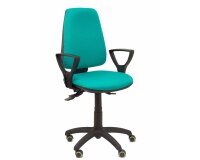 Silla Elche S Bali brazos fijos ruedas de parquet - Verde claro