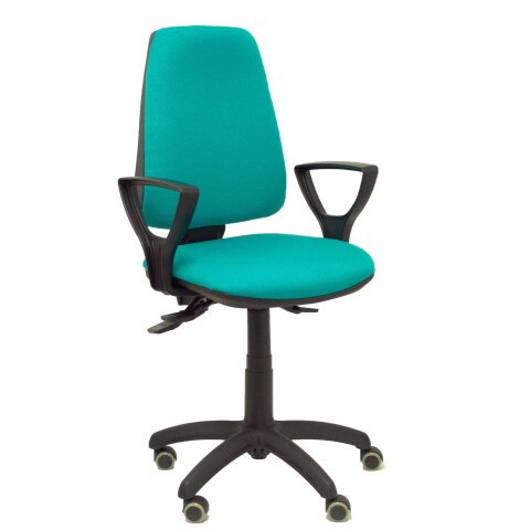 Silla Elche S Bali brazos fijos ruedas de parquet - Verde claro