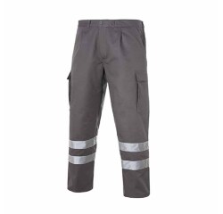 Pantalón multibolsillos 100% algodón con 2 bandas reflectantes