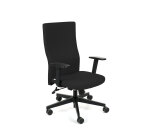 Chaise de bureau ergonomique TEAM PLUS, tissu, avec accoudoirs 1D, mécanisme synchrone, pieds noirs