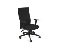 Chaise de bureau ergonomique TEAM PLUS, tissu, avec accoudoirs 1D, mécanisme synchrone, pieds noirs - Noir