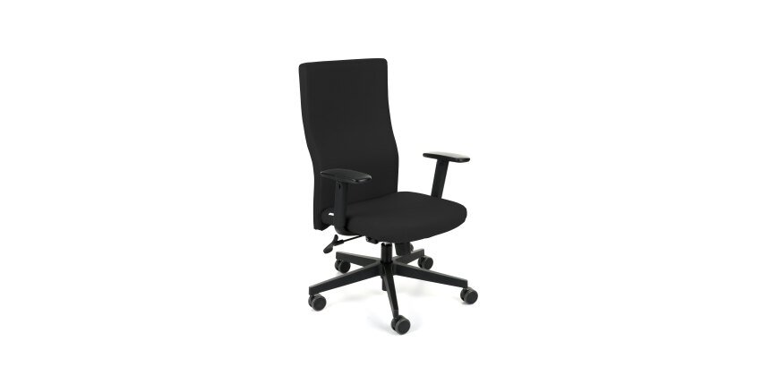 Chaise de bureau ergonomique TEAM PLUS, tissu, avec accoudoirs 1D, mécanisme synchrone, pieds noirs
