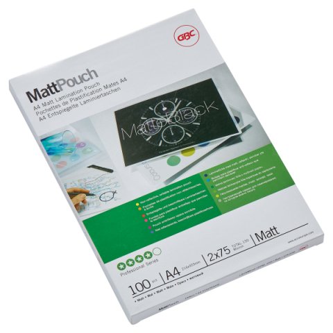 Paquete de 100 fundas de plastificación térmica GBC A4, 2 x 75 micras, mate