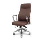 Sillón dirección Ergo540 sincro similpiel marrón base cromo ruedas cromadas