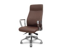 Sillón dirección Ergo540 sincro similpiel marrón base cromo ruedas cromadas